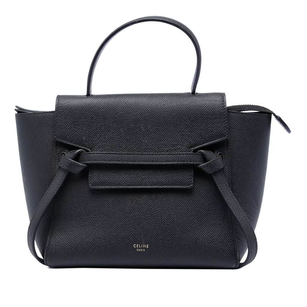 Celine Nano Grained Calfskin Belt Bag Black Leather Very good condition - Front View