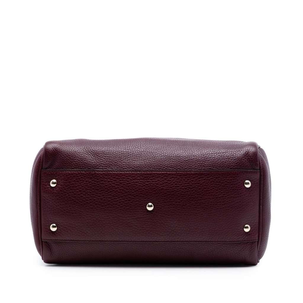 Gucci Medium Calfskin Bamboo Shopper Boston Bag Red Leather Very good condition - Inside View