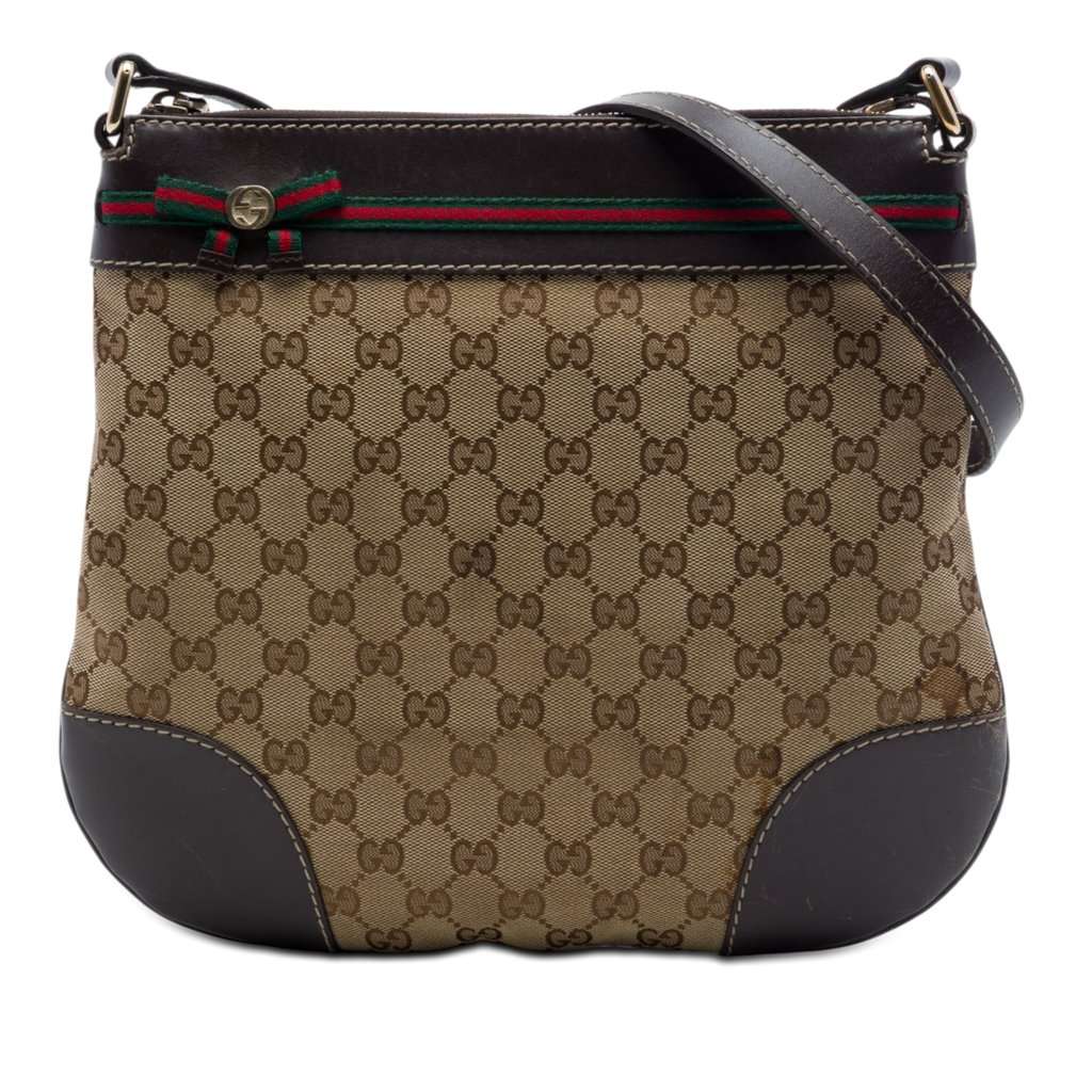 Gucci GG Canvas Web Mayfair Crossbody Beige Very good - Front View