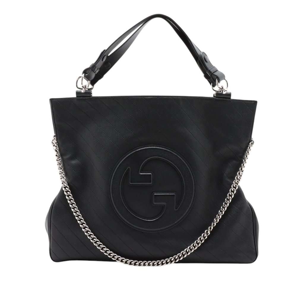 Gucci Medium Matelasse Calfskin Blondie Tote Black Leather Very good - Front View
