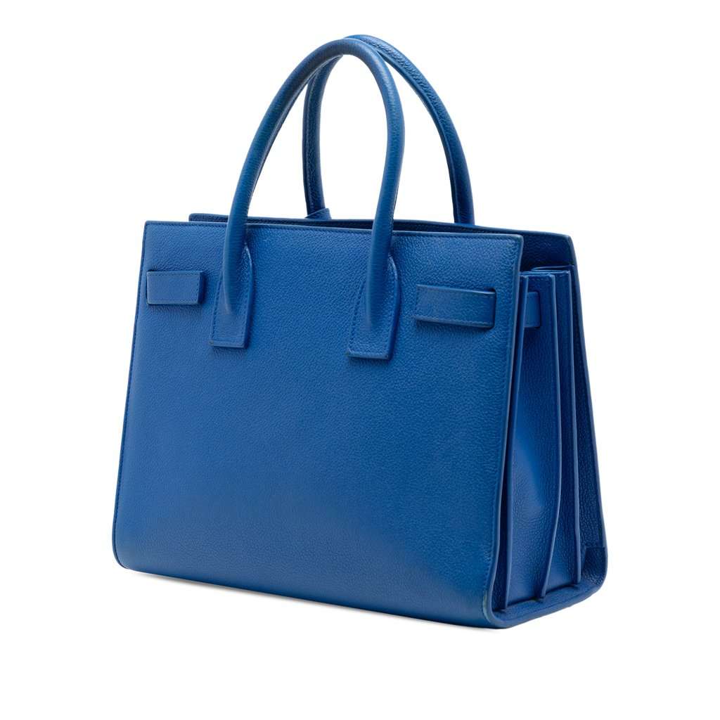 Saint Laurent Baby Leather Sac De Jour Satchel Blue Leather Very good - Back View