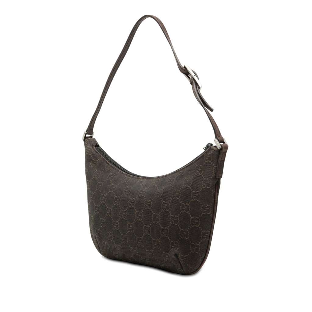Gucci GG Denim Shoulder Bag Brown Very good - Back View