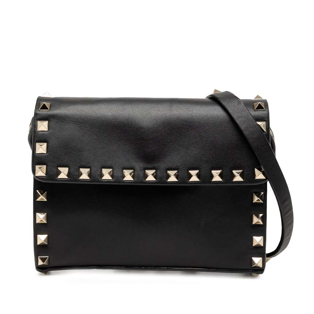 Valentino Mini Leather Rockstud Crossbody Black Leather Very good condition - Front View
