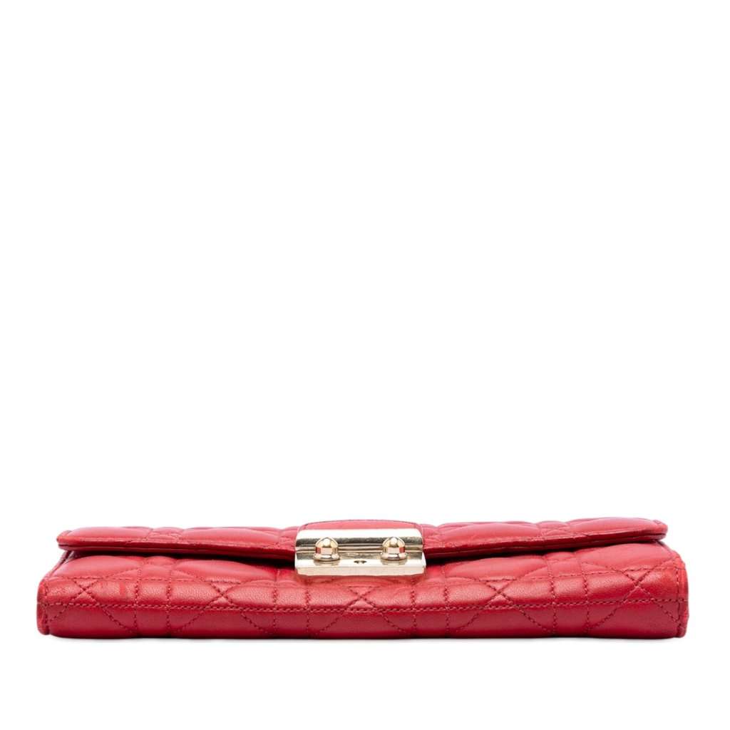 Dior Lambskin Cannage Miss Dior Promenade Wallet on Chain Red Leather Very good condition - Inside View