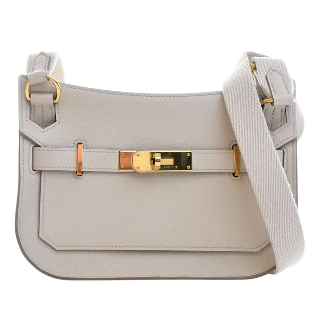 Hermès Mini Evercolor Jypsiere Silver Leather Very good condition - Front View