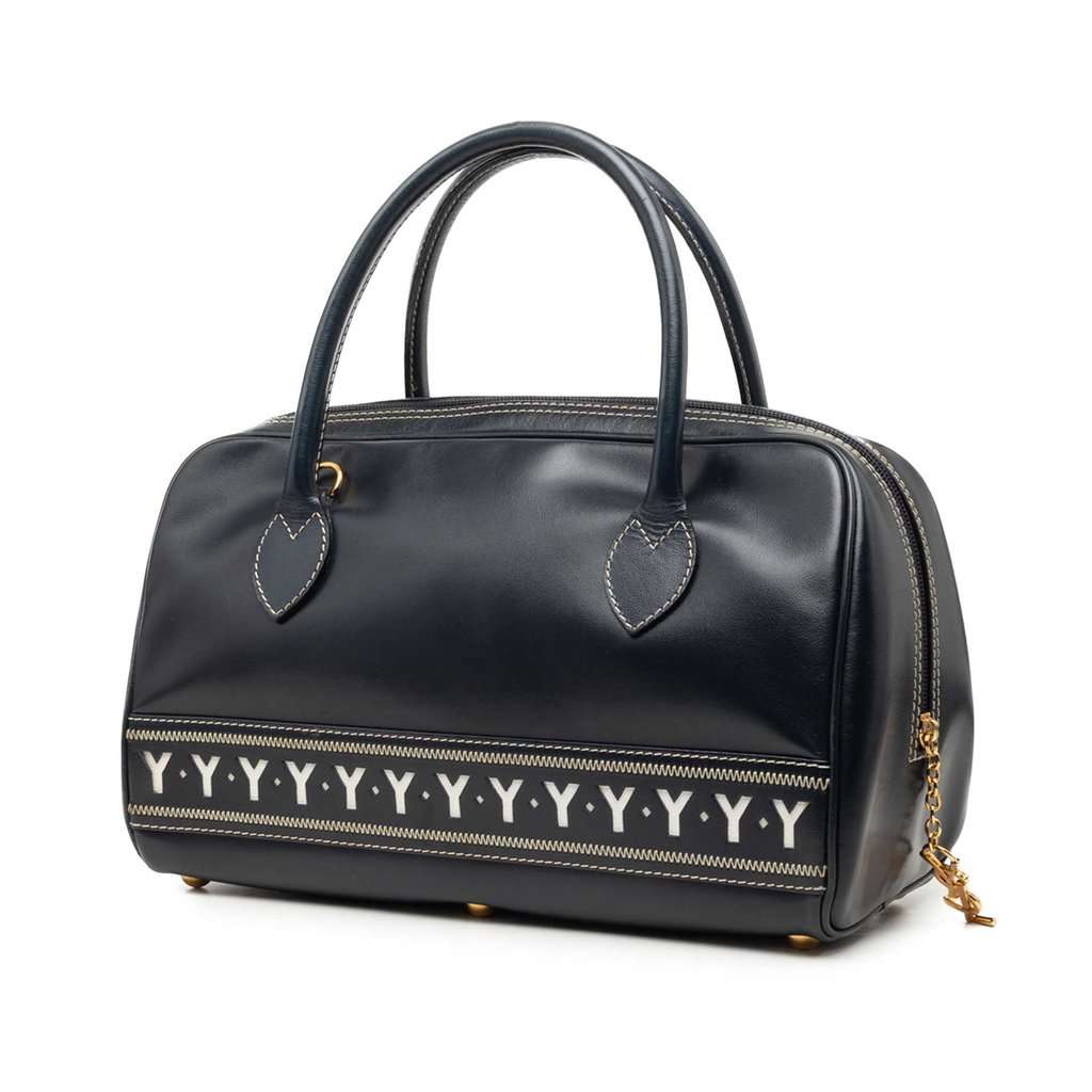 Saint Laurent Calfskin Classic Y Satchel Blue Leather Very good condition - Back View