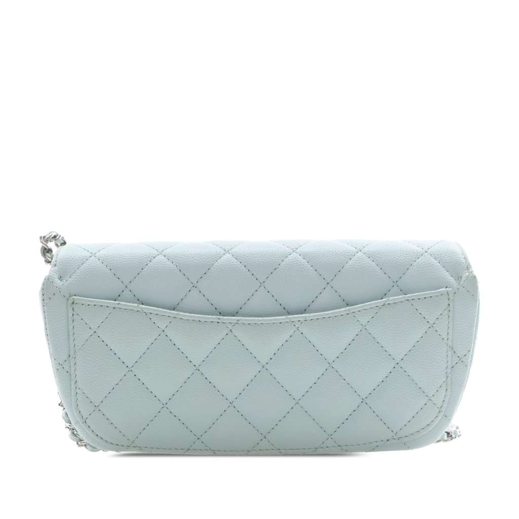 Chanel CC Quilted Caviar Glasses Case on Chain Blue Leather Very good condition - Inside View