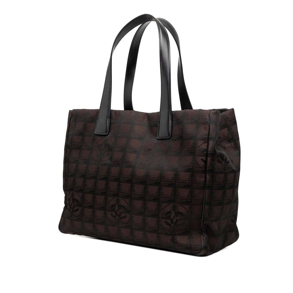 Chanel New Travel Line Nylon Tote Brown Very good condition - Back View