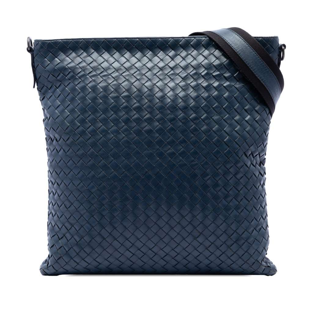 Bottega Veneta Nappa Intrecciato VN Crossbody Blue Leather Very good condition - Front View