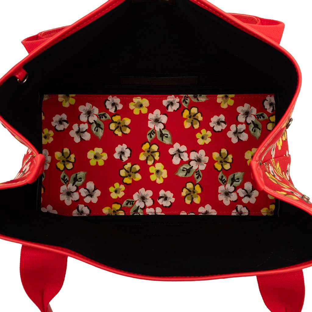 Balenciaga Canvas Floral Print Navy Cabas S Red Very good condition - Model View