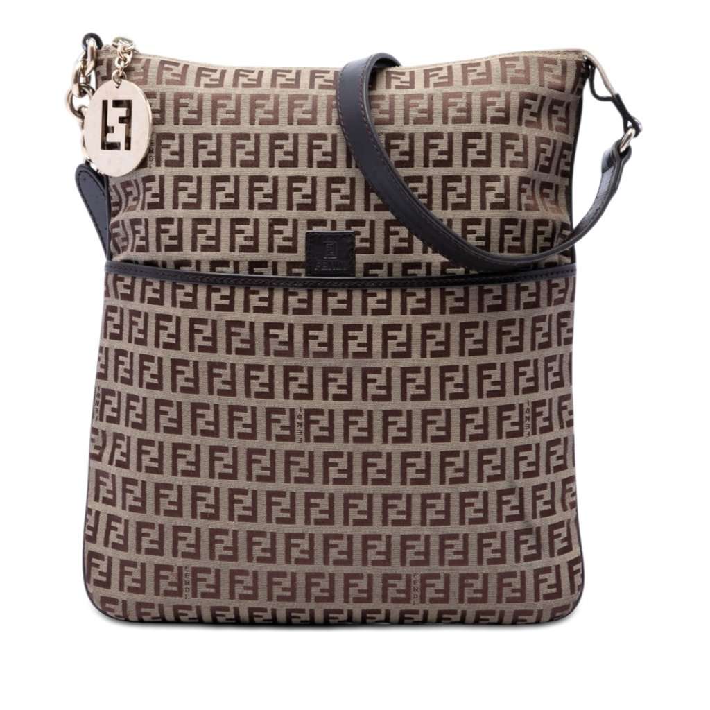 Fendi Zucchino Canvas Crossbody Beige Very good - Front View