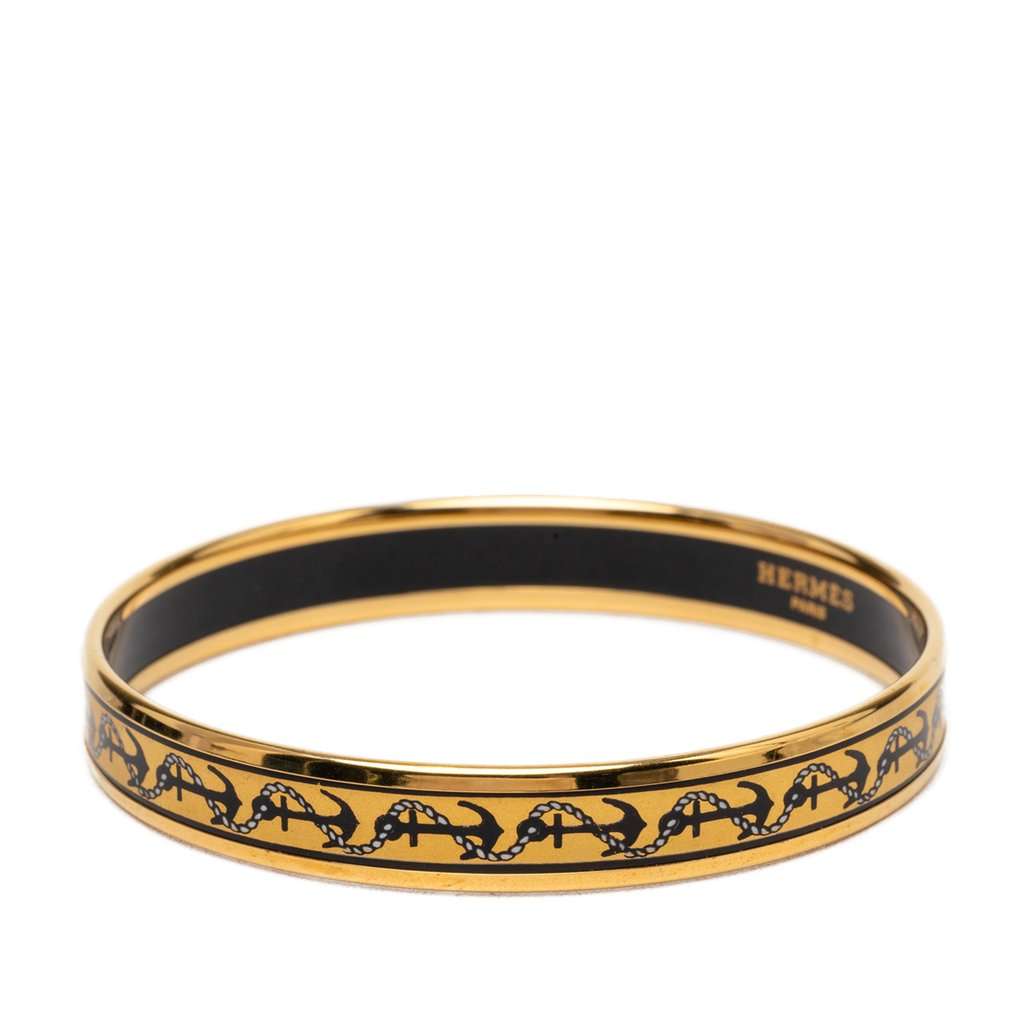 Hermès Narrow Anchor and Rope Enamel Bangle 65 Yellow Very good - Back View