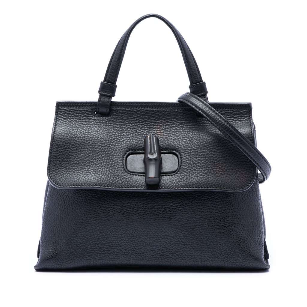 Gucci Small Leather Bamboo Daily Satchel Black Leather Very good condition - Front View