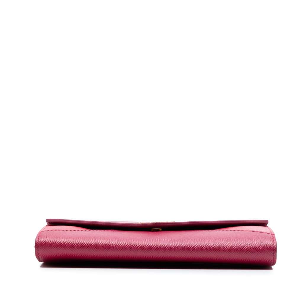 Prada Bicolor Saffiano Envelope Wallet On Strap Pink Leather Very good condition - Inside View