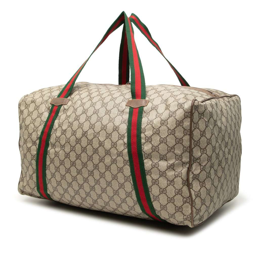 Gucci GG Supreme Web Duffle Bag Beige Very good condition - Back View