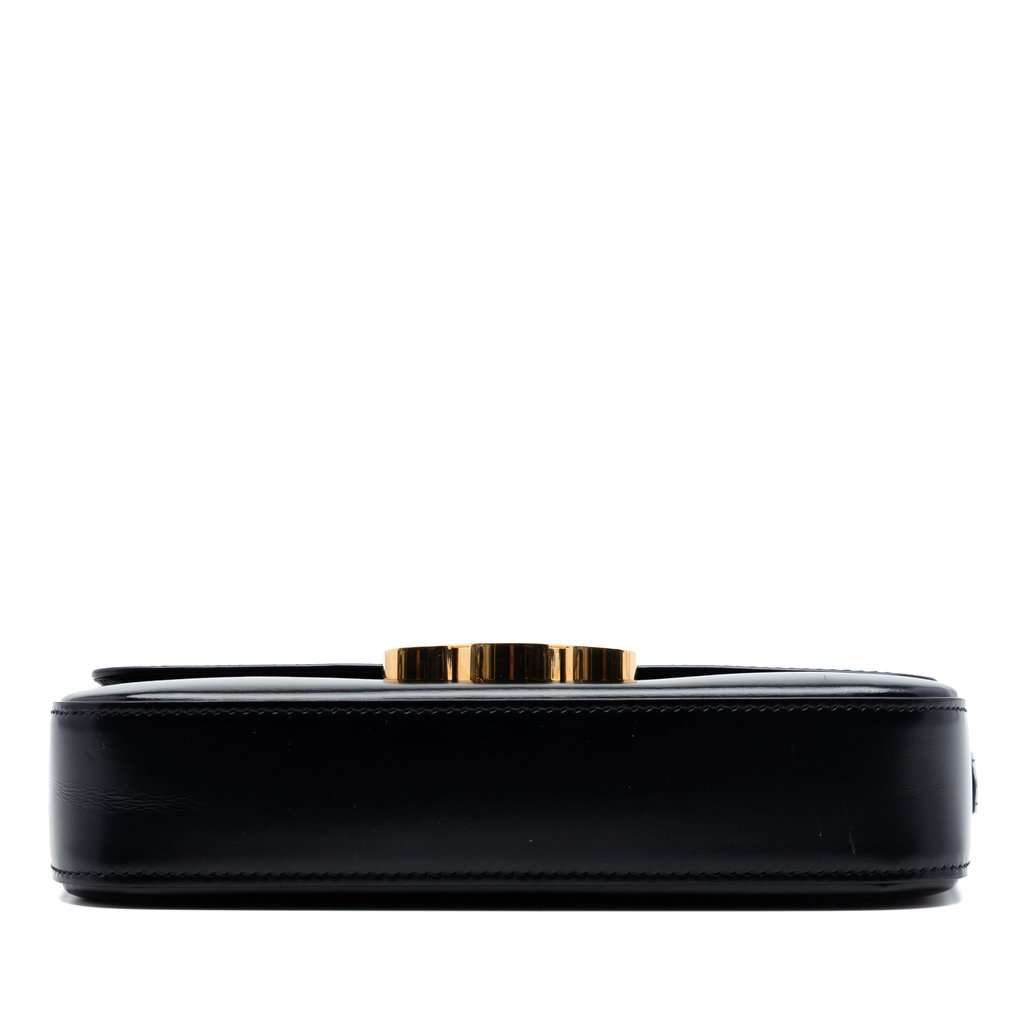 Celine Shiny Calfskin Triomphe Claude Shoulder Bag Black Leather Very good condition - Inside View