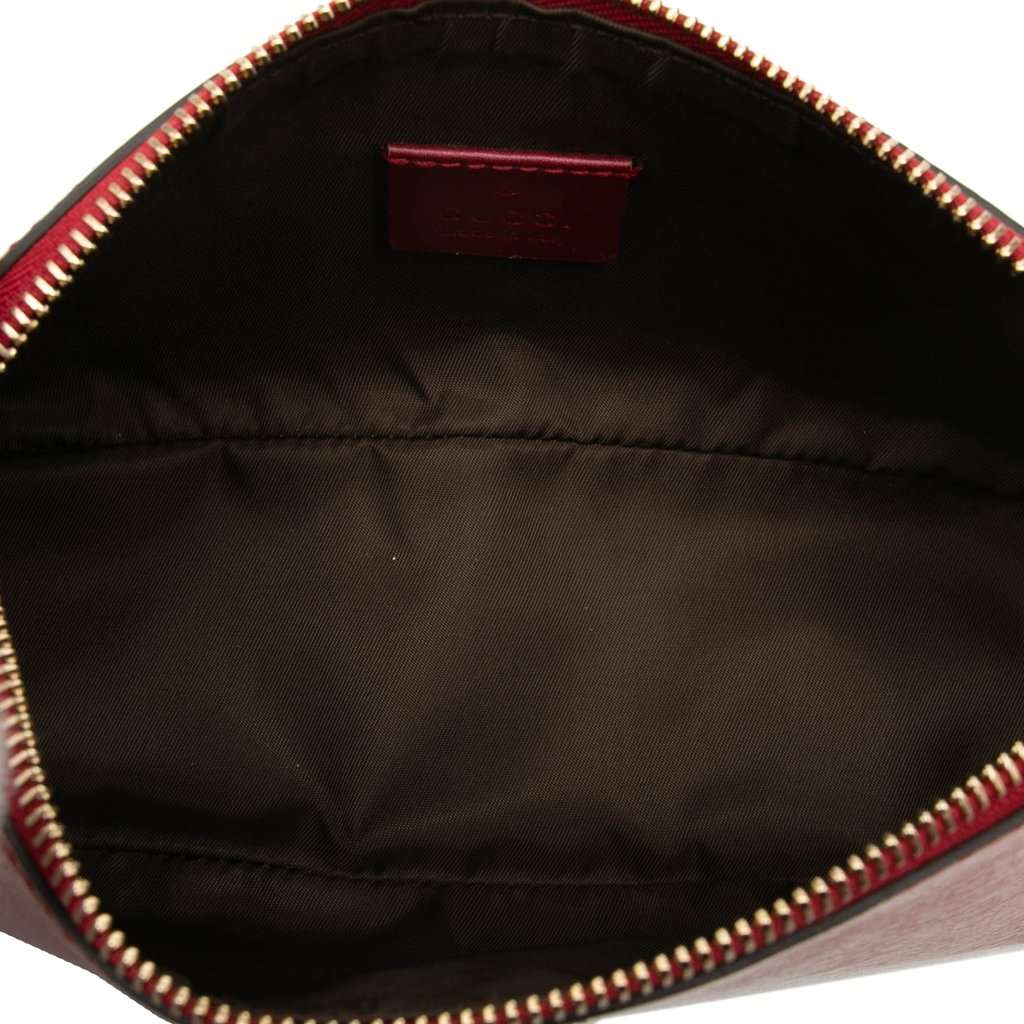 Gucci Metallic Calfskin Lovely Cosmetic Pouch Red Leather Very good condition - Model View