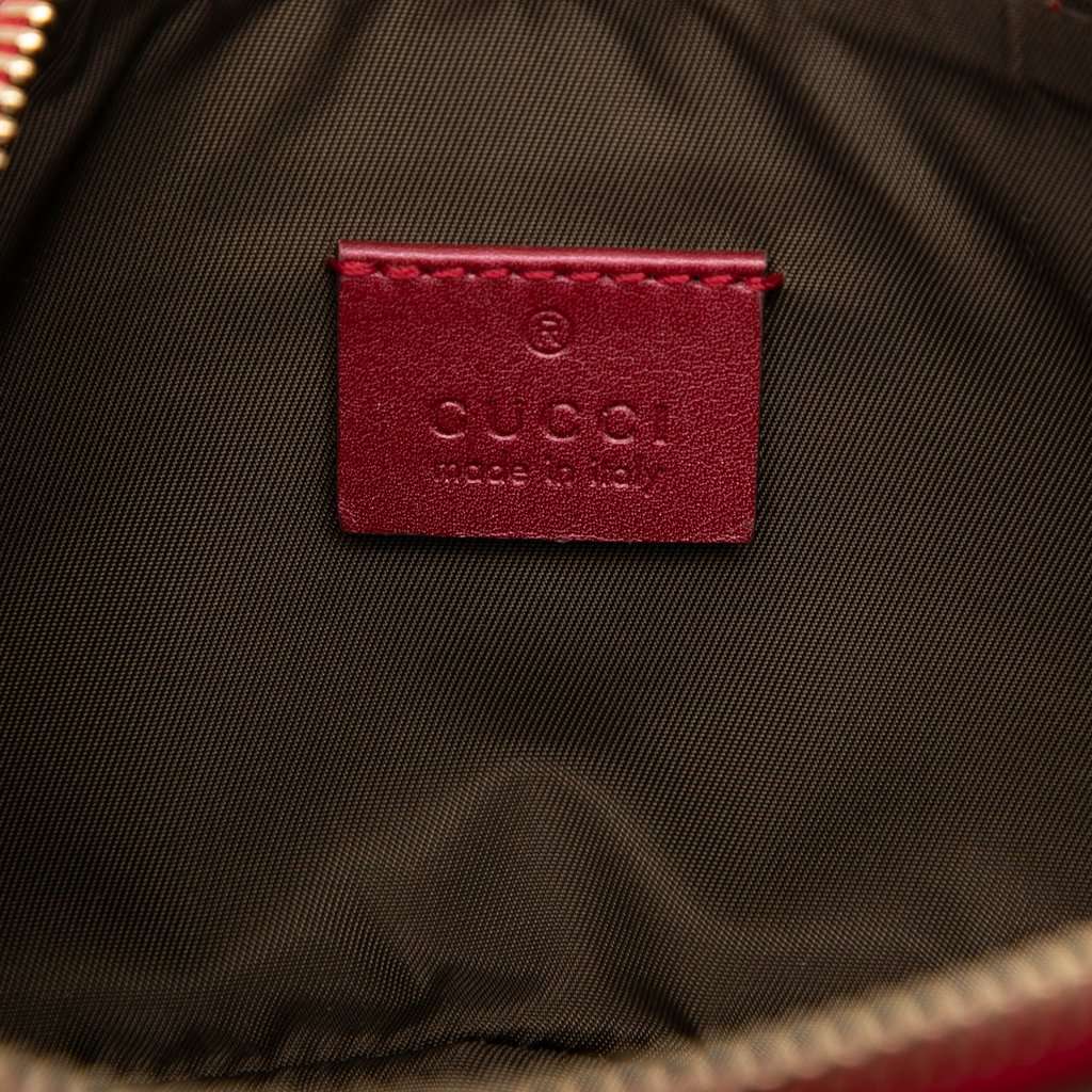 Gucci Metallic Calfskin Lovely Cosmetic Pouch Red Leather Very good condition - Box View
