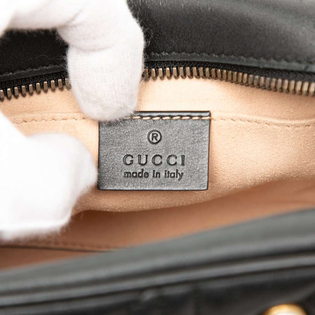 Gucci Small GG Marmont Matelasse Leather Pearl Studded Crossbody Black Leather Very good condition - Box View