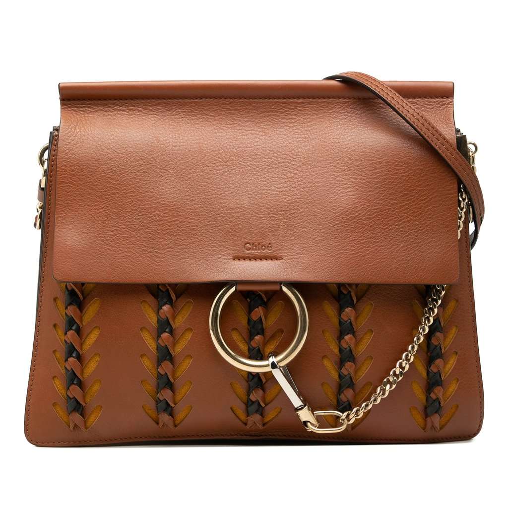 Chloé Medium Braided Leather Faye Crossbody Brown Leather Very good condition - Front View