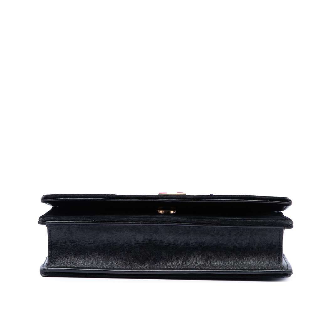 Saint Laurent Crystal Embellished Velvet Monogram Kate Wallet On Chain Black Very good condition - Inside View