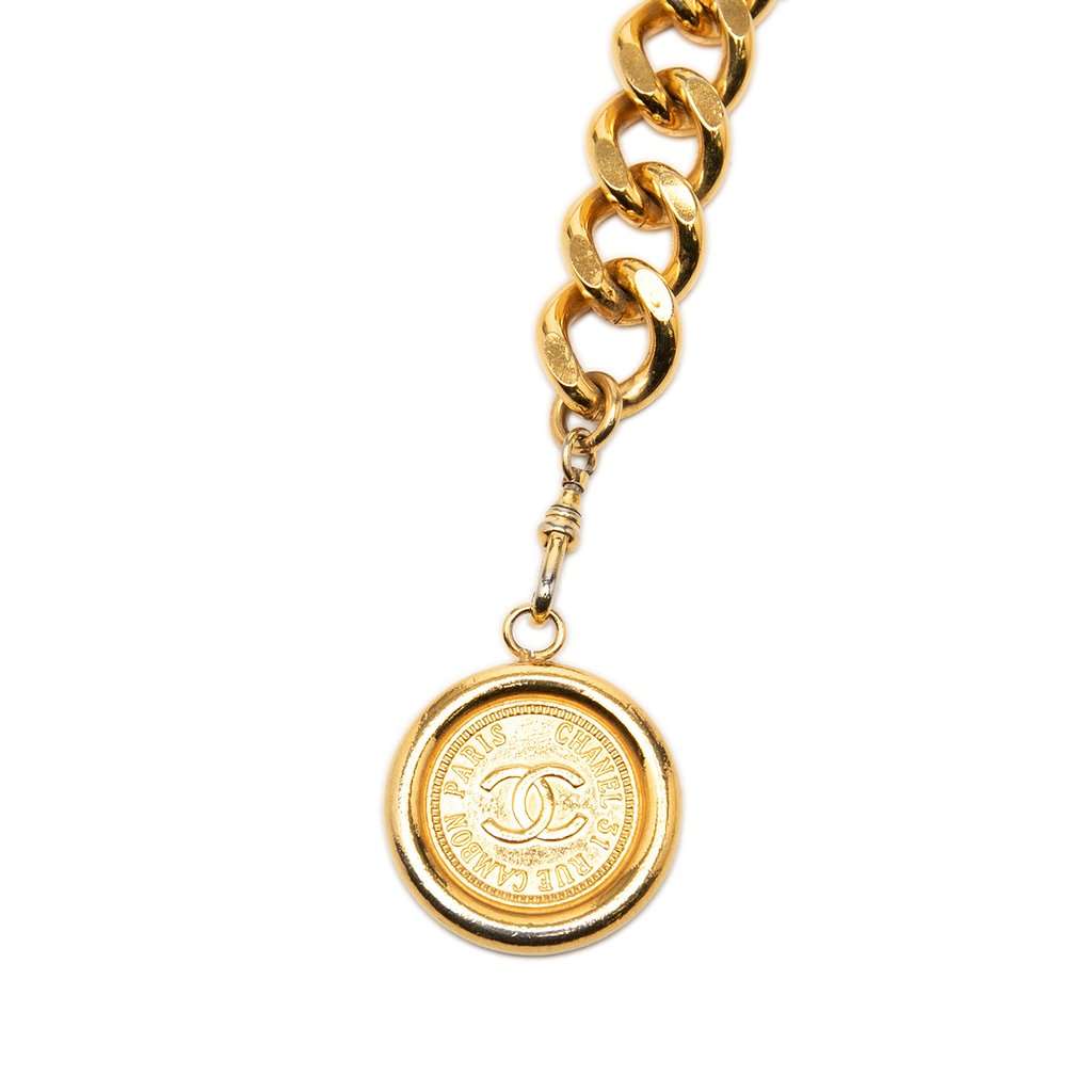Chanel CC Gold Plated 31 Rue Cambon Medallion Chain Belt Gold Metal Very good - Back View