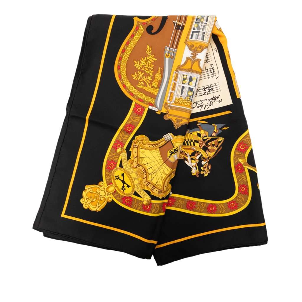 Hermès In Salzburg Silk Scarf 90 Black Very good - Front View