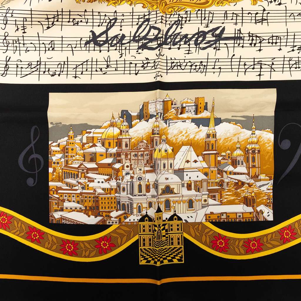 Hermès In Salzburg Silk Scarf 90 Black Very good - Inside View