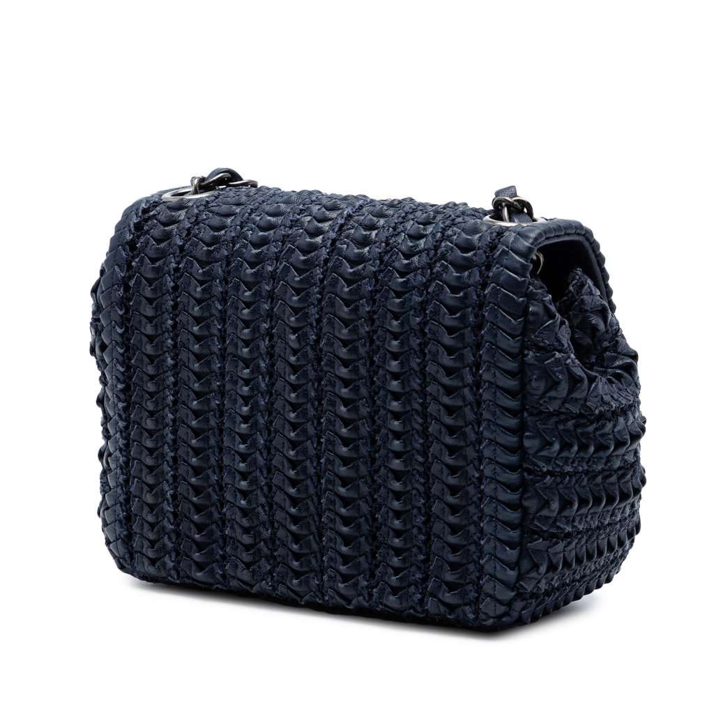 Chanel Paris Seoul Mini Crochet Lambskin Single Flap Blue Leather Very good condition - Back View