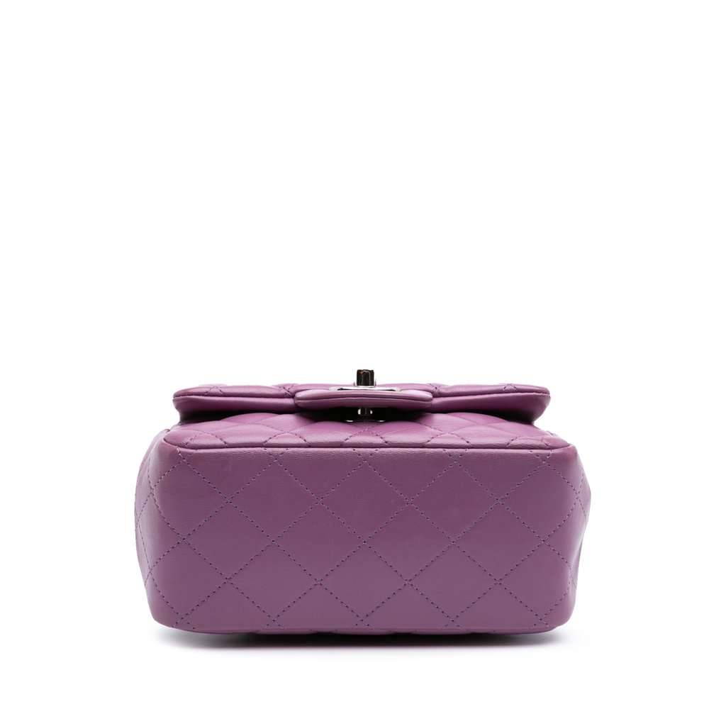 Chanel Mini Square Classic Lambskin Single Flap Purple Leather Very good condition - Inside View