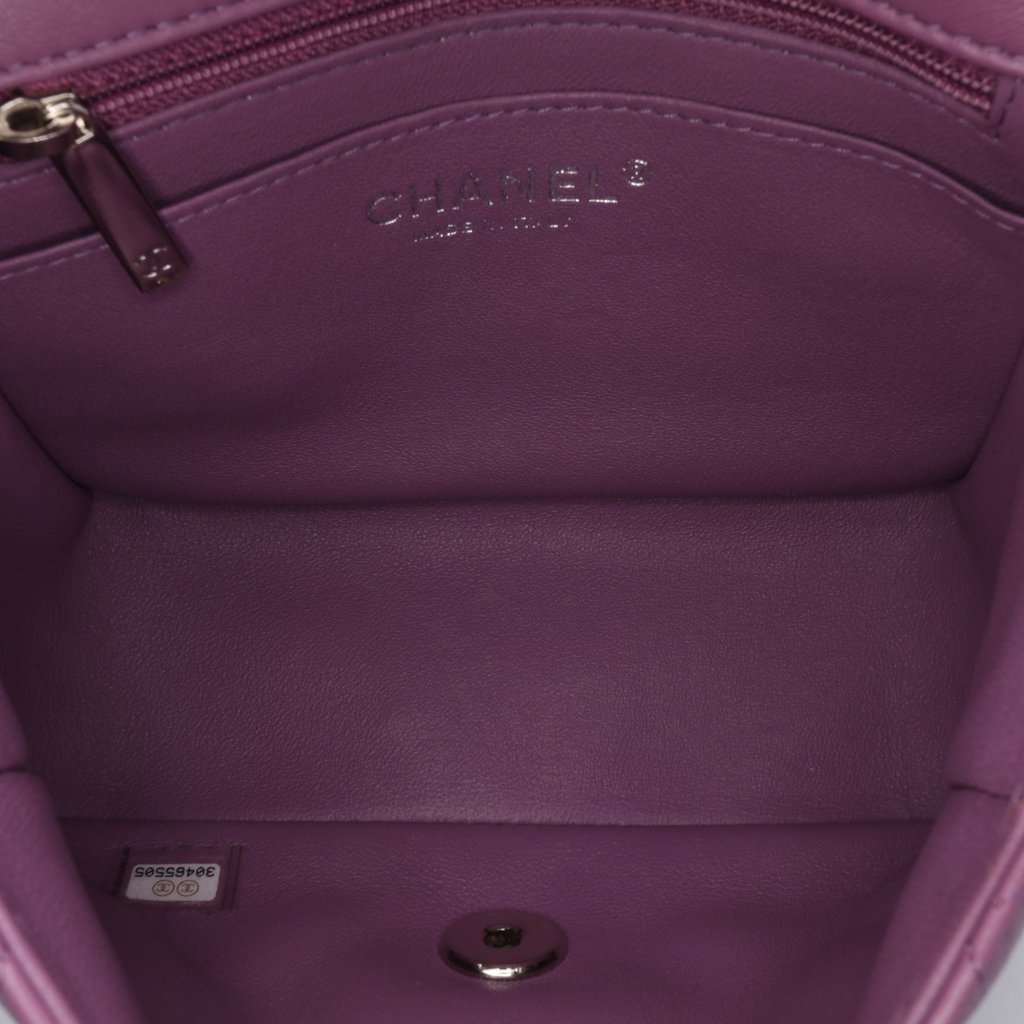 Chanel Mini Square Classic Lambskin Single Flap Purple Leather Very good condition - Model View