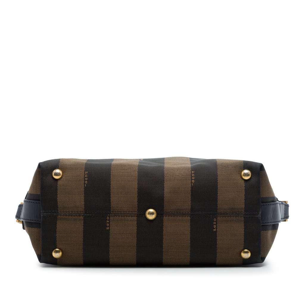 Fendi Canvas Pequin Stripe Satchel Brown Very good - Inside View