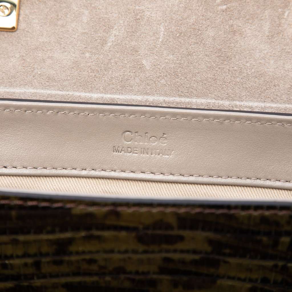 Chloé Mini Tricolor Croc Embossed Calfskin C Satchel Green Leather Very good - Box View