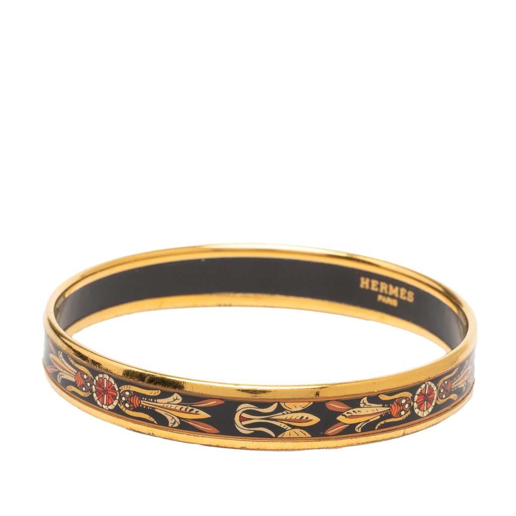 Hermès Narrow Dream Catcher Enamel Bangle 70 Black Very good condition - Back View