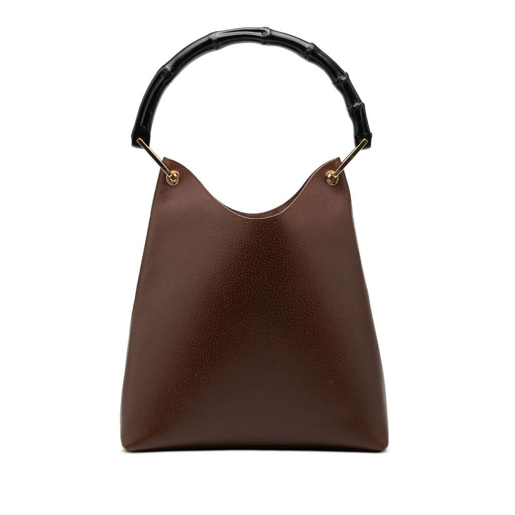 Gucci Leather Bamboo Top Handle Bag Brown Leather Very good condition - Front View