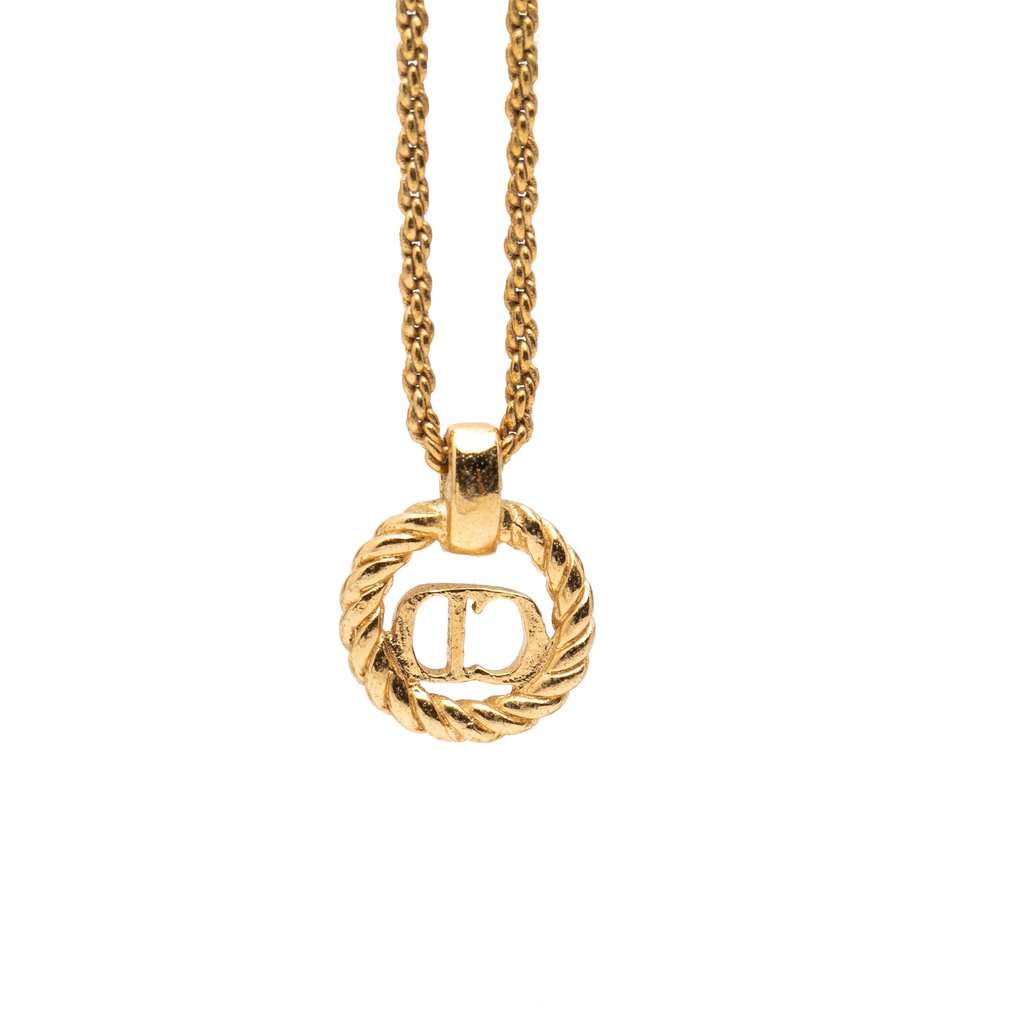 Dior Gold Plated CD Logo Pendant Necklace Gold Metal Very good condition - Back View