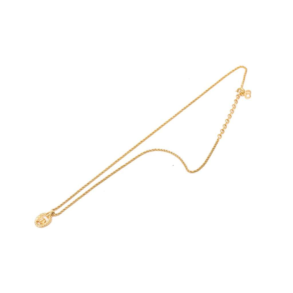 Dior Gold Plated CD Logo Pendant Necklace Gold Metal Very good condition - Model View