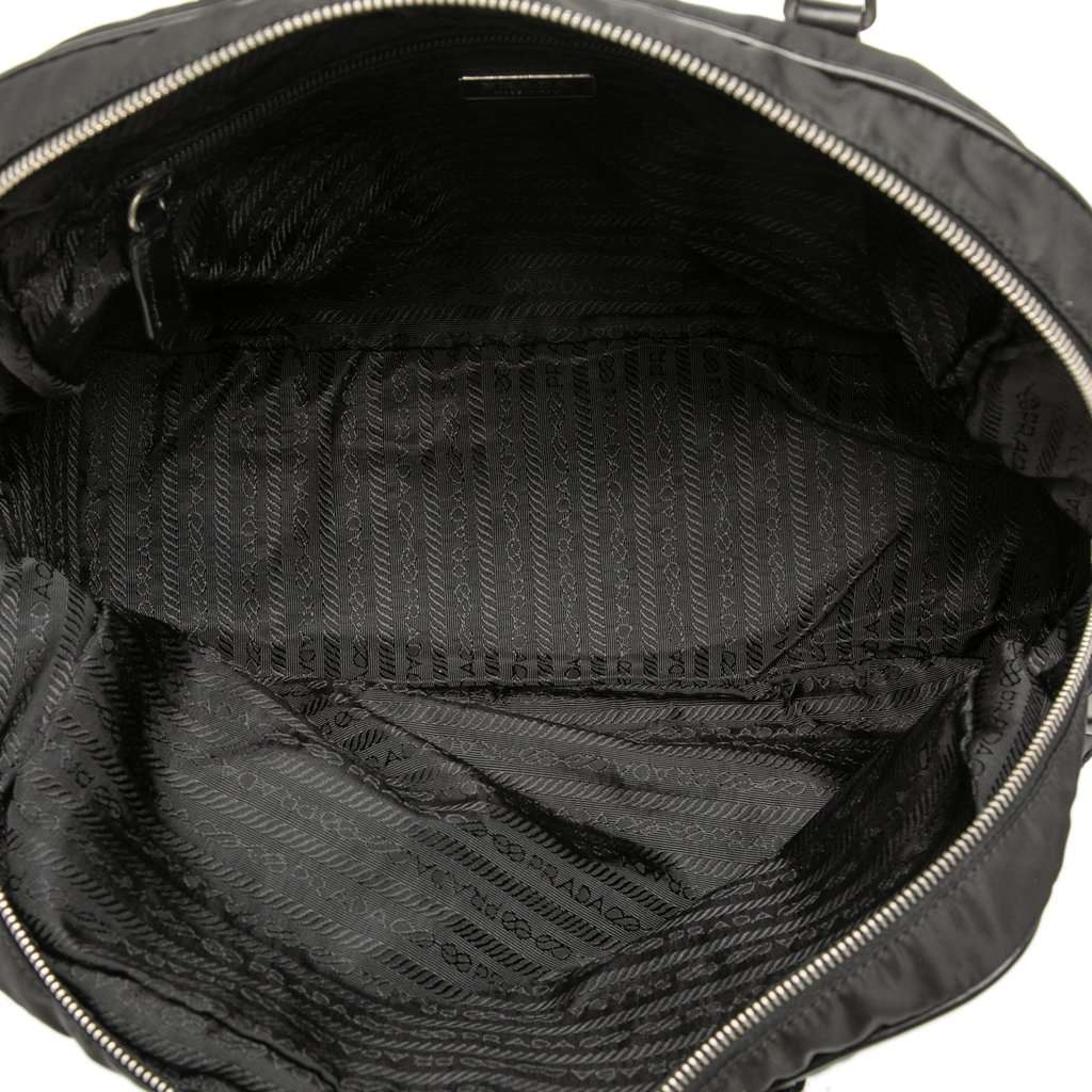Prada Soft Calf Trimmed Tessuto Bauletto Bag Black Very good condition - Model View