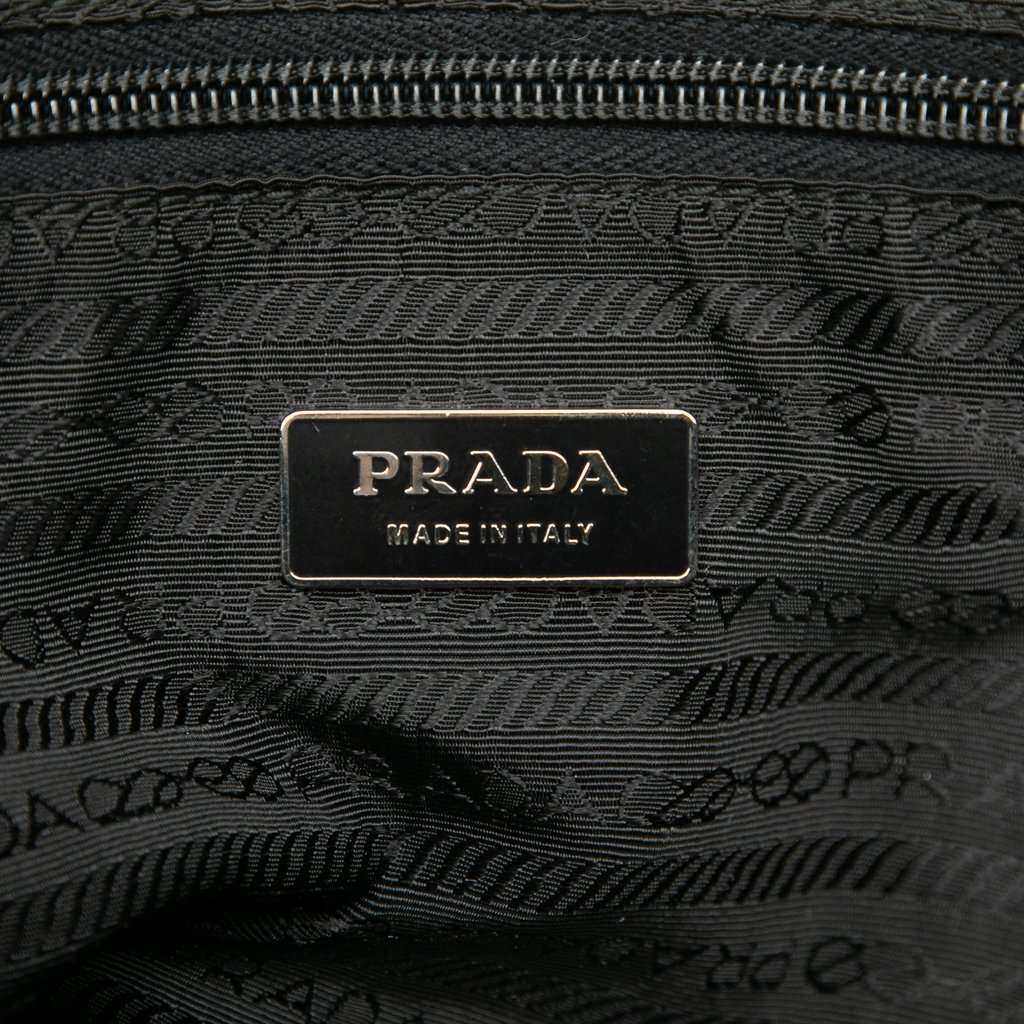 Prada Soft Calf Trimmed Tessuto Bauletto Bag Black Very good condition - Box View