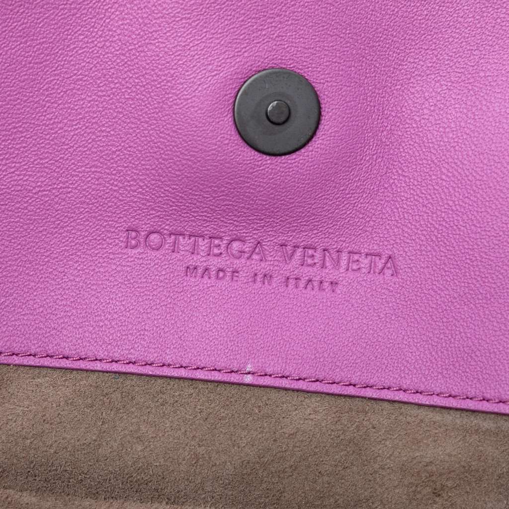 Bottega Veneta Medium Nappa Intrecciato Double Chain Tote Purple Leather Very good condition - Box View