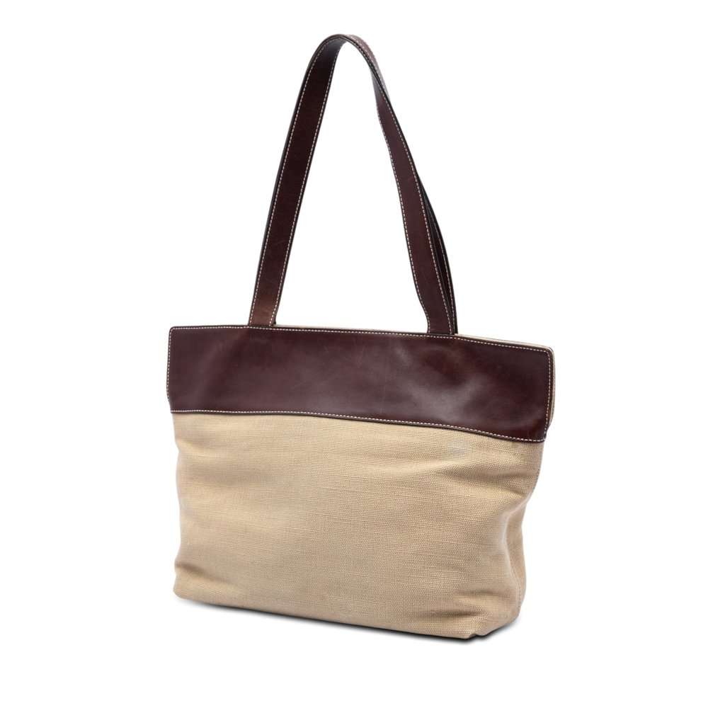 Chanel CC Canvas and Leather Tote Beige Very good condition - Back View
