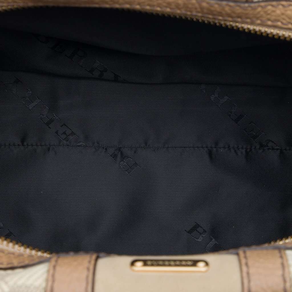 Burberry Suede Trimmed Canvas Nevinson Bowling Bag Brown Very good - Model View