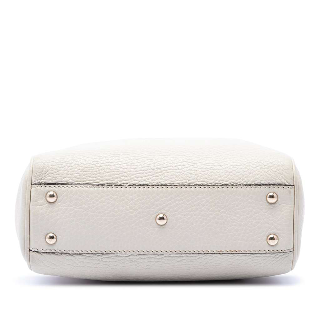 Gucci Mini Calfskin Bamboo Shopper Satchel White Leather Very good condition - Inside View