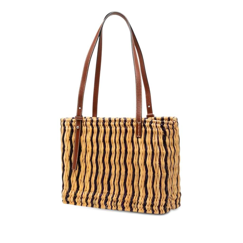 LOEWE Paulas Ibiza Small Raffia Anagram Square Basket Tote Beige Very good condition - Back View