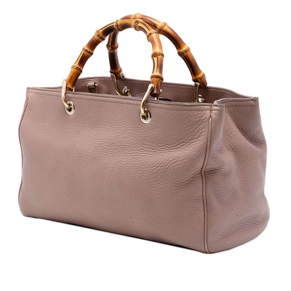 Gucci Medium Calfskin Bamboo Shopper Satchel Pink Leather Very good condition - Back View