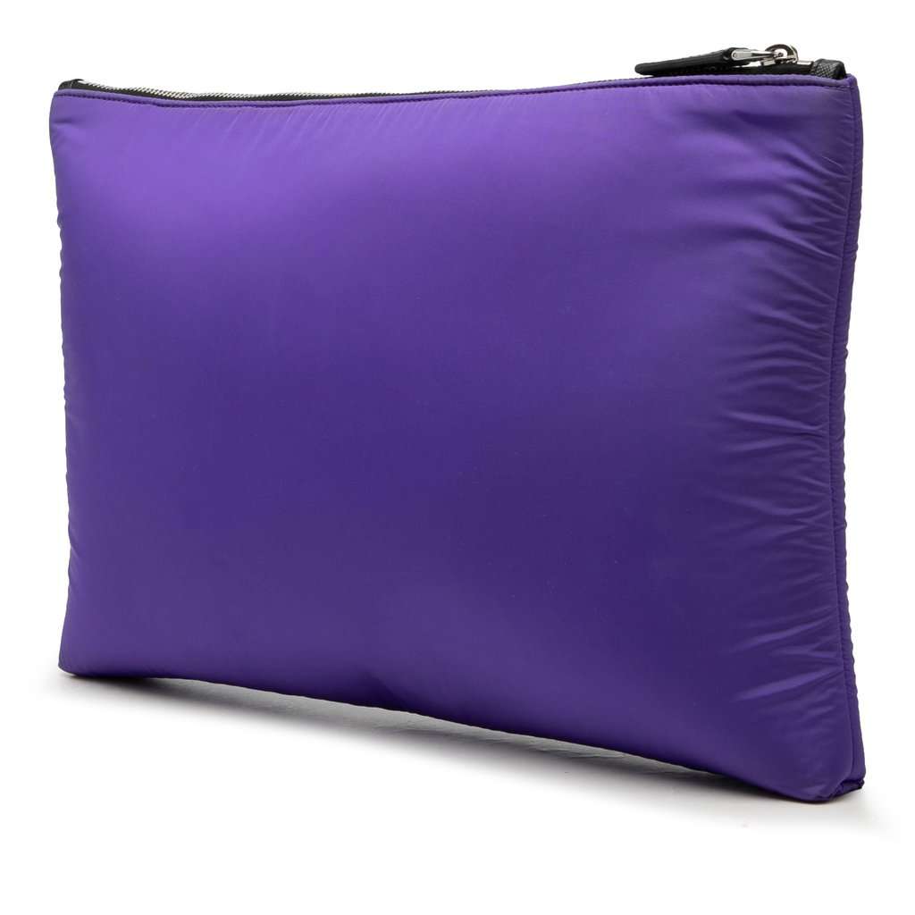 Prada Tessuto Padded Zip Clutch Purple Very good - Back View