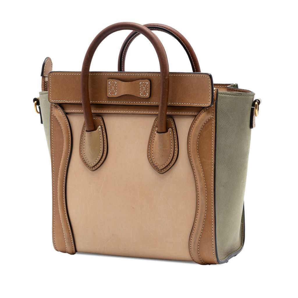 Celine Nano Tricolor Leather Luggage Tote Brown Leather Very good - Back View
