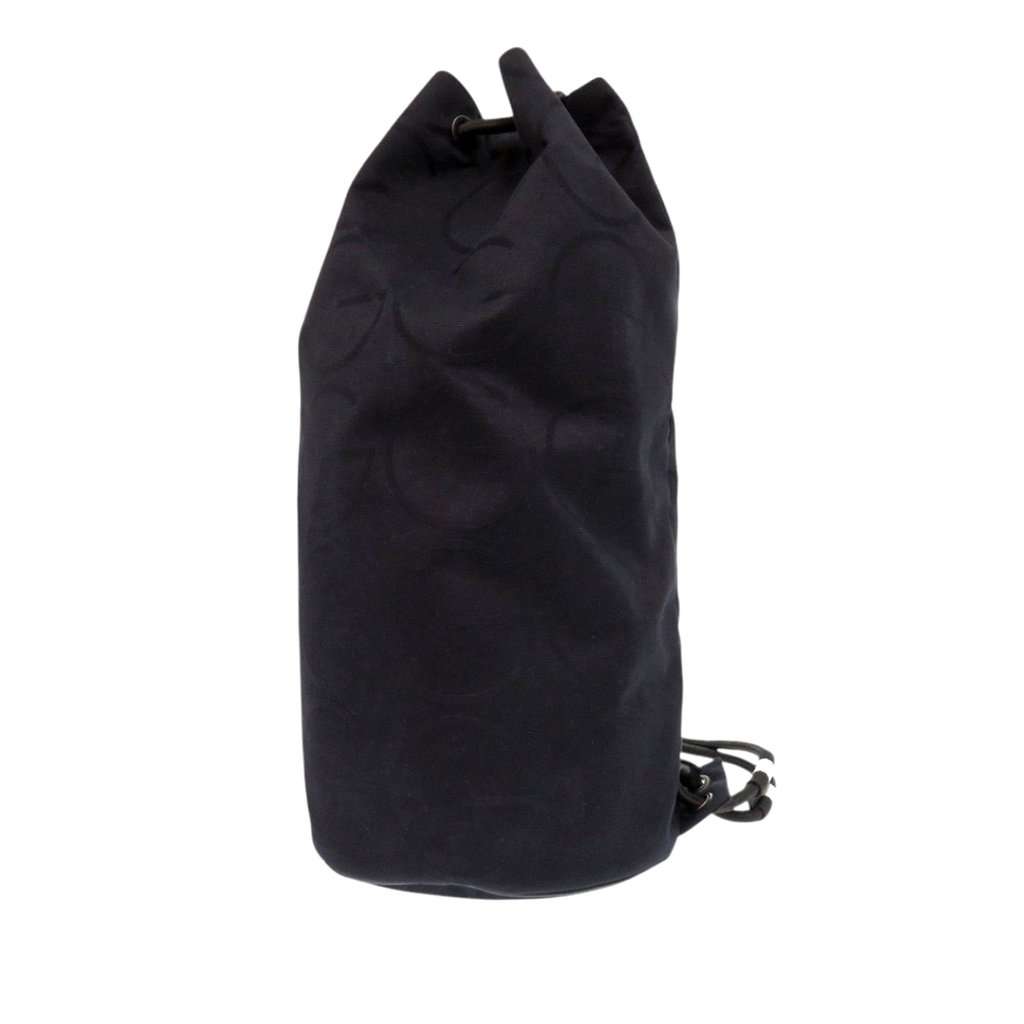 Gucci G Monogram Canvas Drawstring Sling Bag Black Very good - Front View