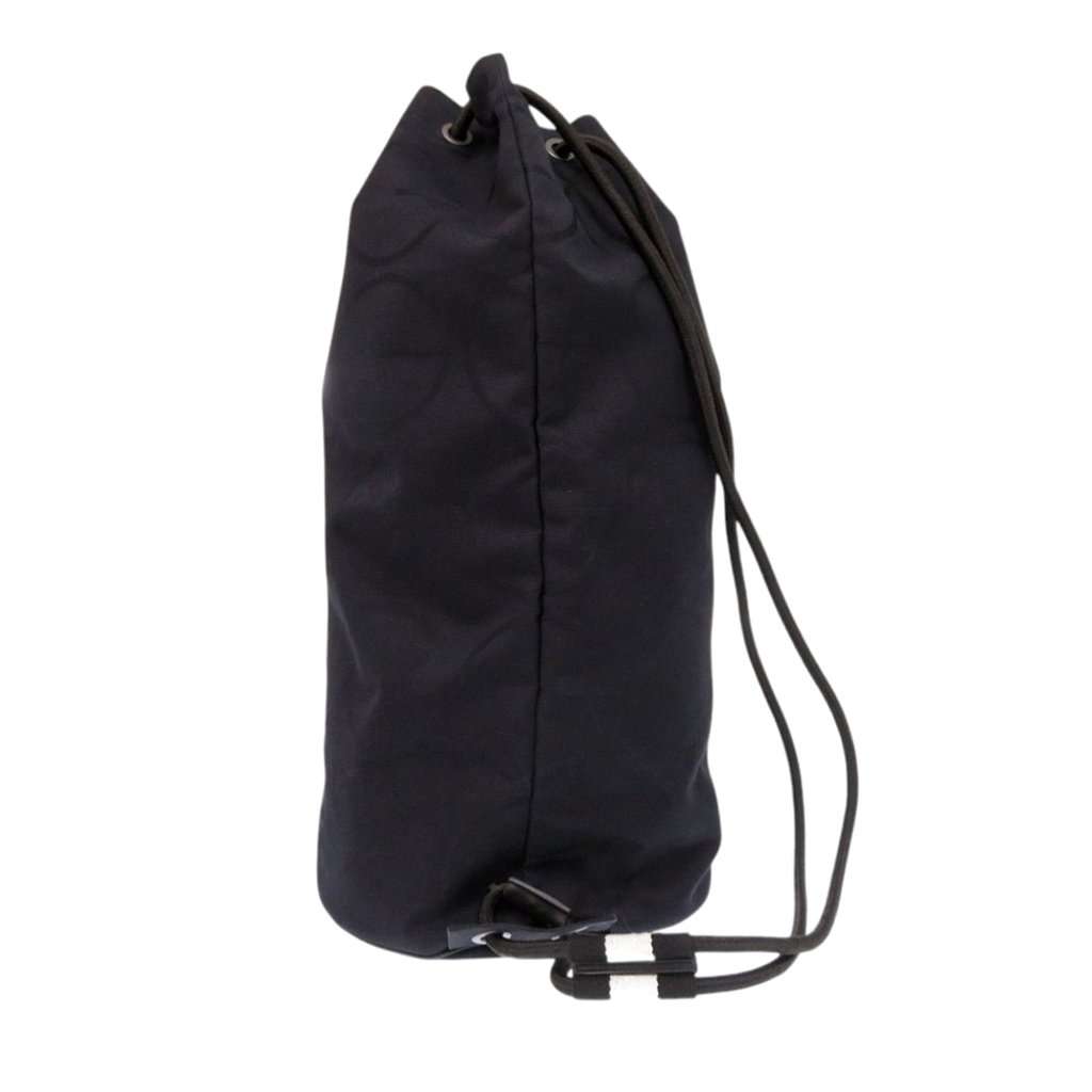 Gucci G Monogram Canvas Drawstring Sling Bag Black Very good - Back View