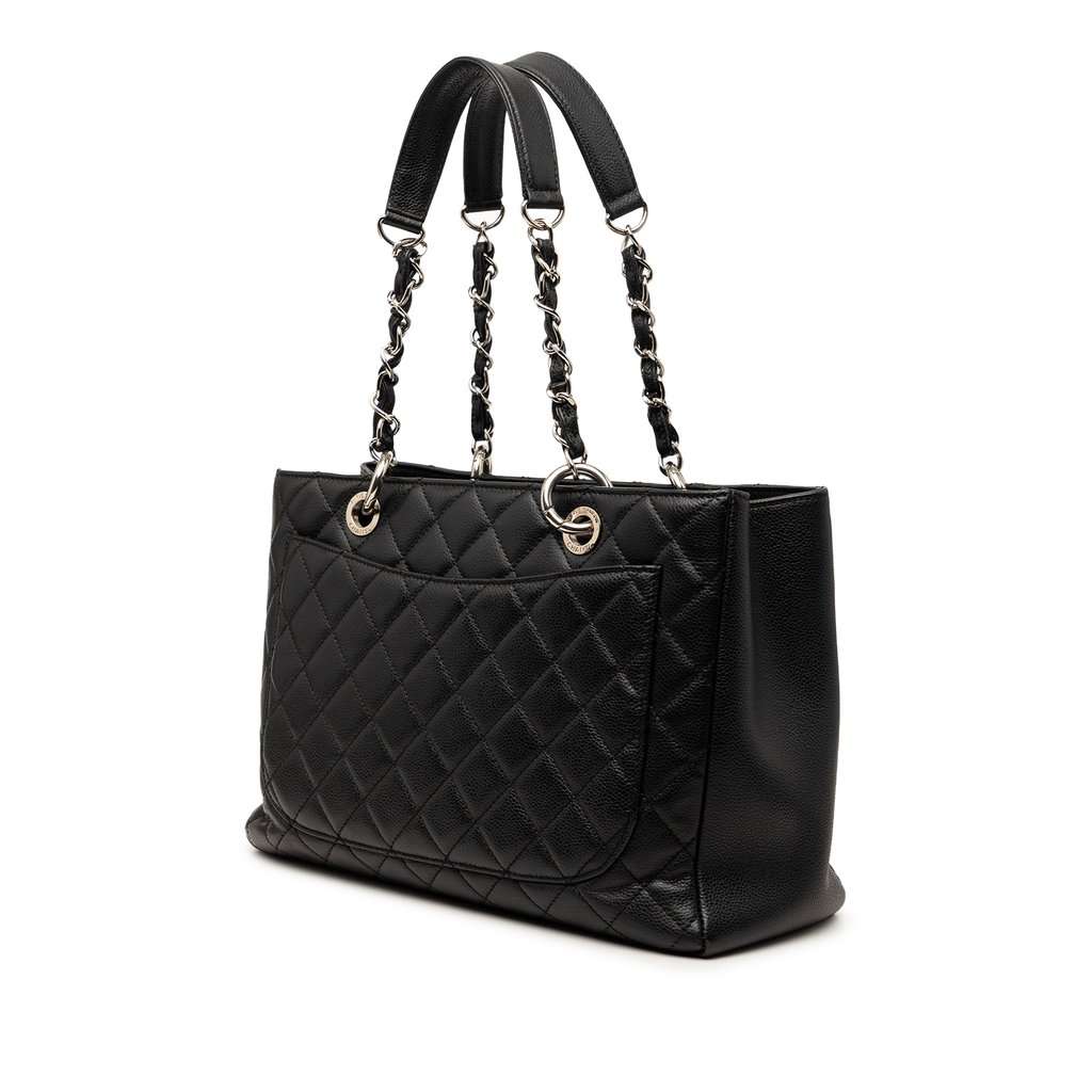 Chanel Caviar Grand Shopping Tote Black Leather Very good - Back View